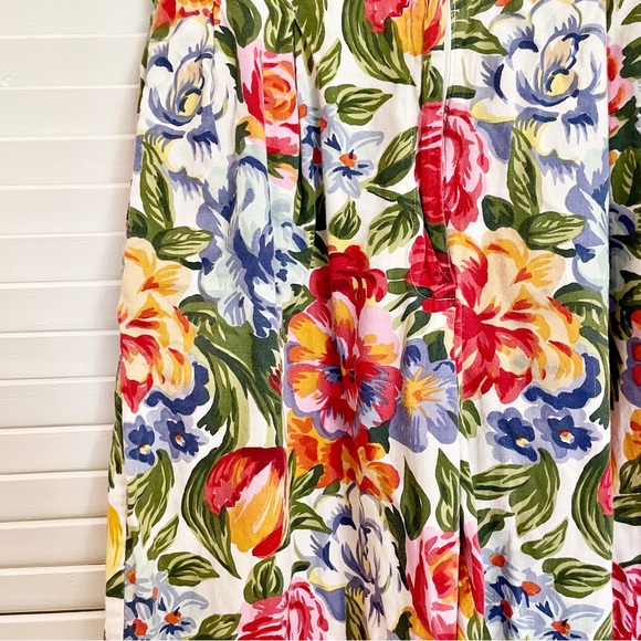 Vintage 90s Floral Cotton High-Waisted Trousers - Picture 4 of 10